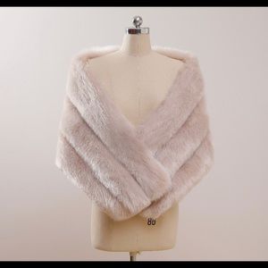 Faux Fur Blush Pink Satin Stole